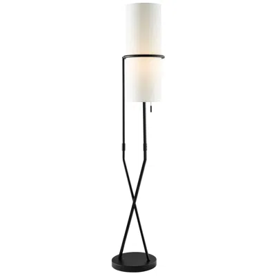 Lite Source Xandra 64" White Fabric Shade Black Metal Floor Lamp