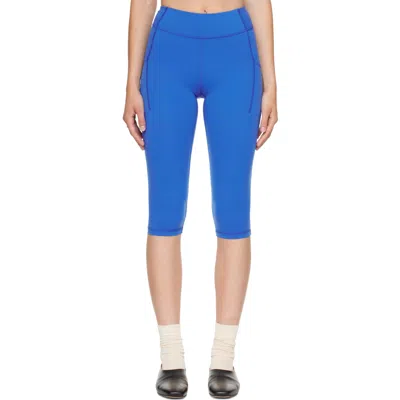 Literary Sport Blue Lena Capri Running Leggings In Multi