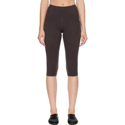 Literary Sport Brown Lena Capri Running Leggings In Black