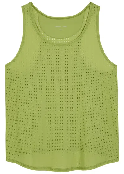 Literary Sport Leni Perforated Stretch-jersey Tank Top In Green