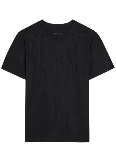 Literary Sport Magda Perforated Stretch-jersey T-shirt In Black