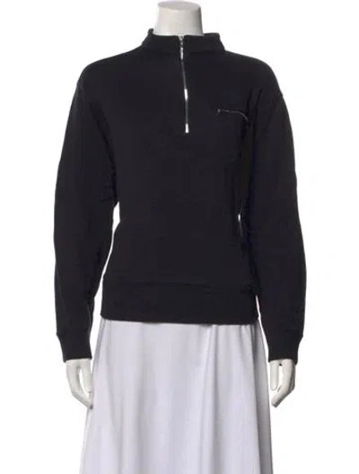 Pre-owned Literary Sport Mock Neck Long Sleeve Sweatshirt In Black