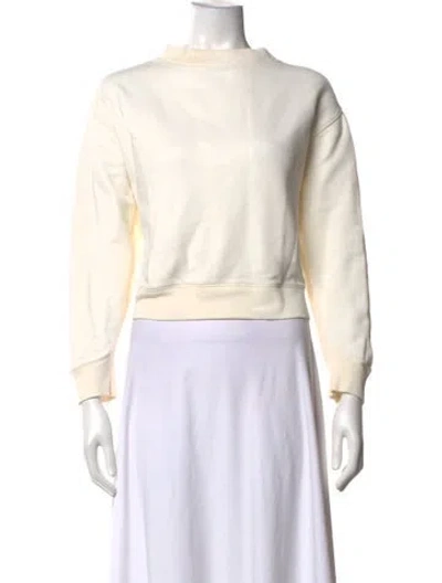 Pre-owned Literary Sport Mock Neck Long Sleeve Sweatshirt In Neutrals/white