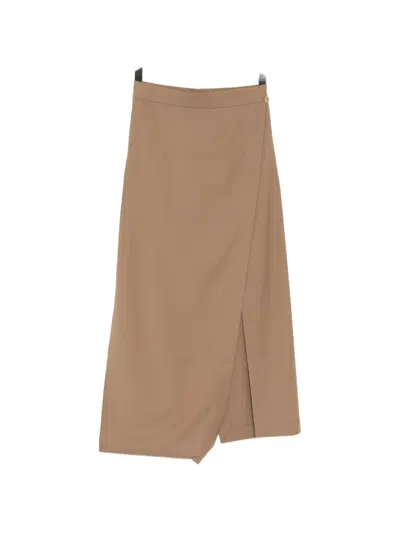 Litkovska Asymmetric-hem Skirt In Brown