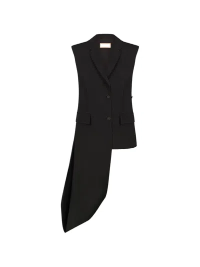 Litkovska Asymmetric Panelled Waistcoat In Black