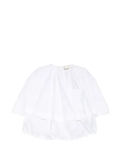 Litkovska Balloon Hem-string Poplin Blouse In White