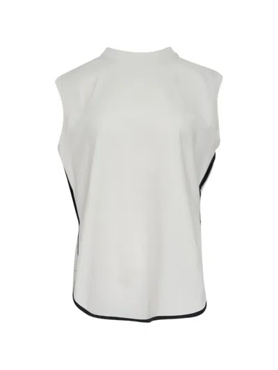 Litkovska Contrast-trim Cotton Sleeveless Tank Top In White