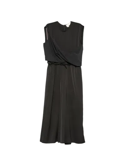 Litkovska Crossover-panel Sleeveless Midi Dress In Black