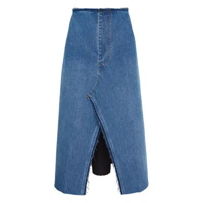 Litkovska Denim-wool Blend Midi Skirt In Black
