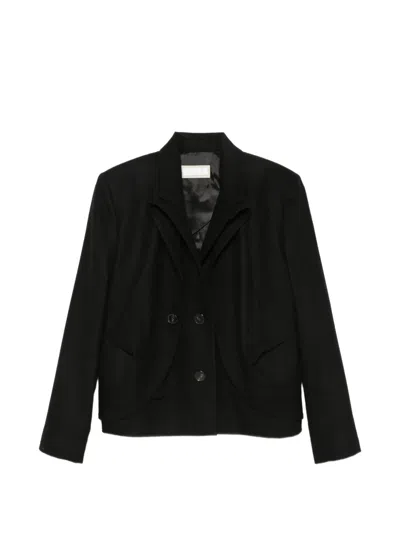 Litkovska Double-breasted Layered-detail Coat In Black
