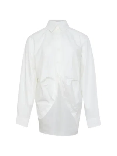 Litkovska Draped Cotton Poplin Shirt In White