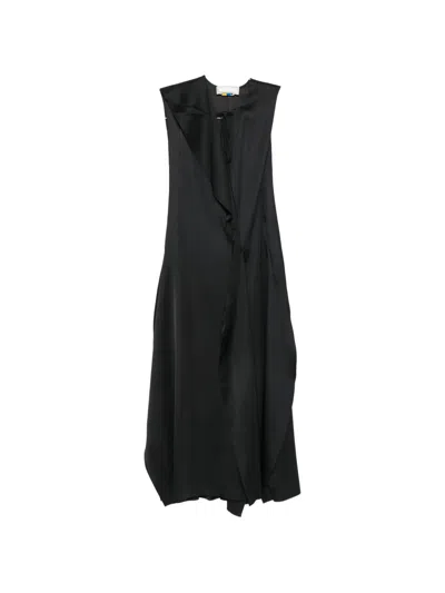 Litkovska Draped-detail Sleeveless Midi Dress In Black