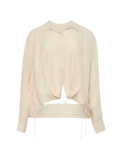 Litkovska Layered Tucked-hem Blouse In Neutral