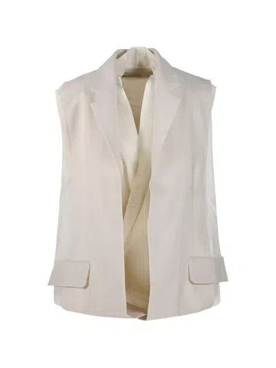 Litkovska Notched-lapel Sleeveless Jacket In Neutral