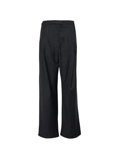 Litkovska Pinstripe Frayed-edge Trousers In Black