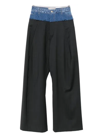 Litkovska Pinstripe-pattern Panelled Trousers In Black
