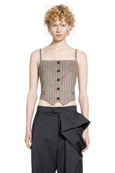 Litkovska Pinstriped Wool Blend Vest In Neutral