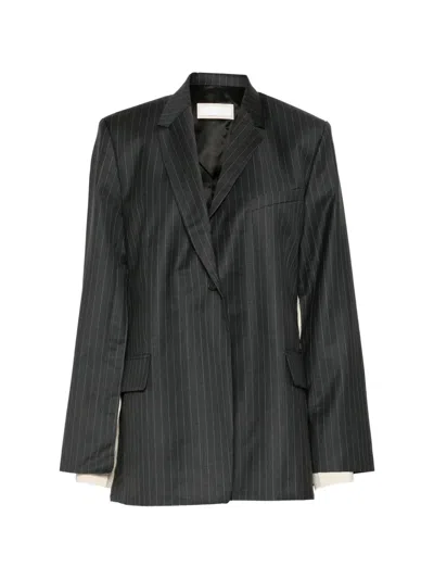 Litkovska Pinstripe-pattern Single-breasted Jacket In Black
