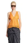 Litkovska Sheer Lace And Check Cotton Tank Top In Orange
