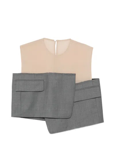 Litkovska Sheer-panel Flap-pocket Top In Multi