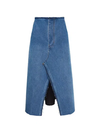 Litkovska Split-front Midi Skirt In Blue