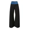 Litkovska Wide-leg Pants With Denim Panel In Black