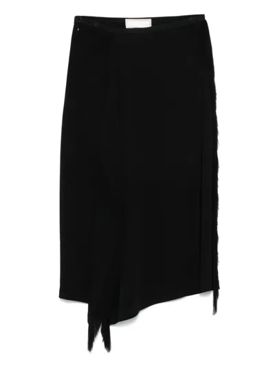 Litkovskaya Fringed Midi Skirt In Schwarz