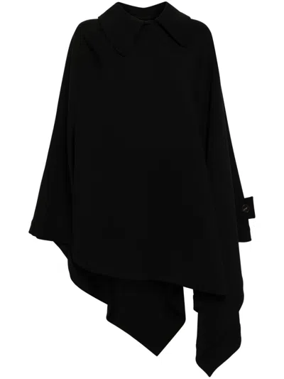 Litkovskaya Side Slit Poncho In Black