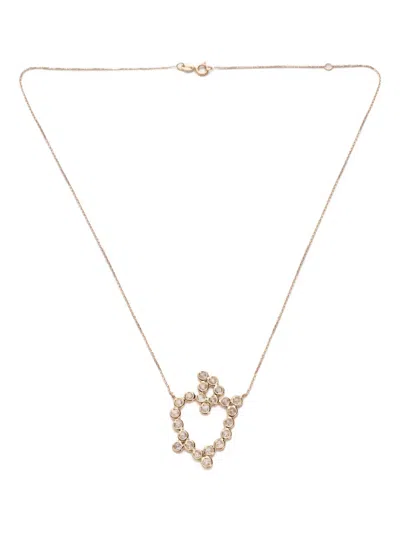 Lito 18k Rose Gold Heart Diamond Necklace In Pink