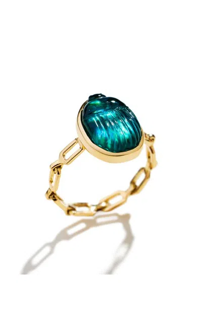 Lito Giada Chain Ring In Green