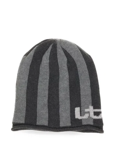 Litt' Striped Knit Cotton Beanie In Gray