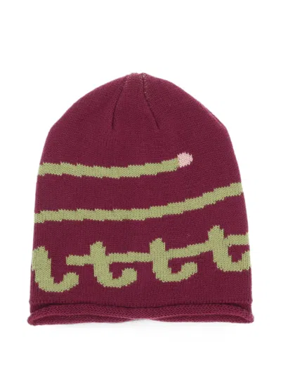 Litt' Swirl Knit Cotton Beanie In Burgundy