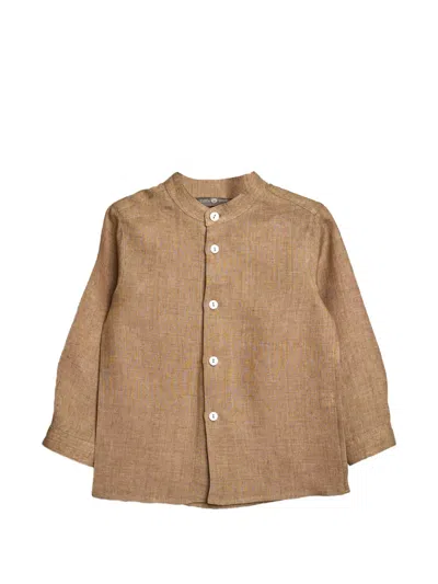 Little Bear Babies' Band-collar Button Shirt In Neutral