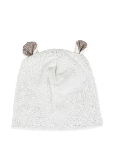 Little Bear Babies' Bear-ear Wool Beanie In White