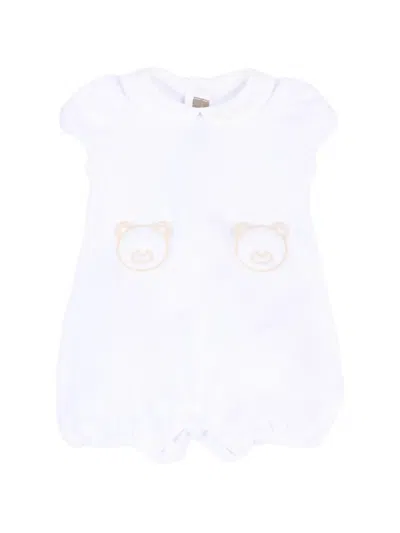 Little Bear Bear Embroidery Babywear In White