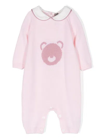 Little Bear Pink Babygrown For Baby Girl With Embroidered Bear