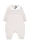 Little Bear Beige Jumpsuit For Babykids With Ivory Ribbon In Sand
