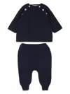 Little Bear Navy Blue Knit Suit For Baby Boy In Blu