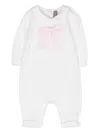 Little Bear Bow-detail Knitted Romper In Neutrals