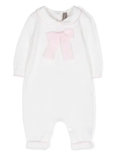 Little Bear Babies' Bow-detail Knitted Romper In White