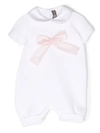 Little Bear Babies' Bow-detail Knitted Romper In White