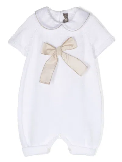 Little Bear Babies' Bow-detail Knitted Romper In White