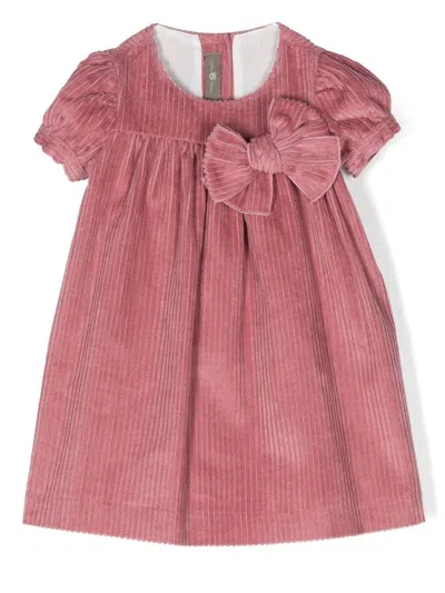 Little Bear Babies' Bow-detail Short-sleeve Dress In Pink