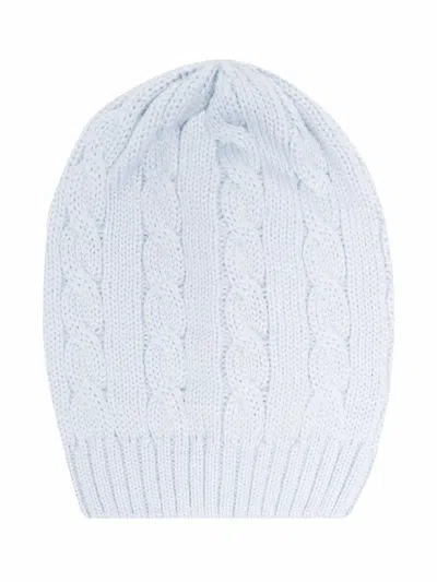 Little Bear Babies' Cable-knit Virgin Wool Beanie In 蓝色