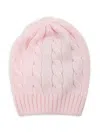 Little Bear Cable-knit Wool Beanie In Pink