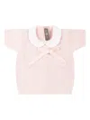 Little Bear Pink Sweater For Baby Girl With Bow In Pink