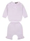 Little Bear Cotton Knitted Trousers Set In Purple