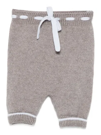 Little Bear Babies' Drawstring Knitted Trousers In Gray