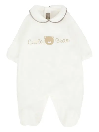 Little Bear Embellished-collar Babygrow In White