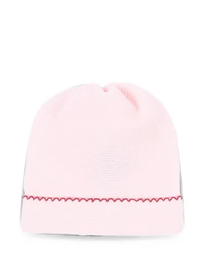Little Bear Babies' Embroidered Knitted Beanie Hat In Pink
